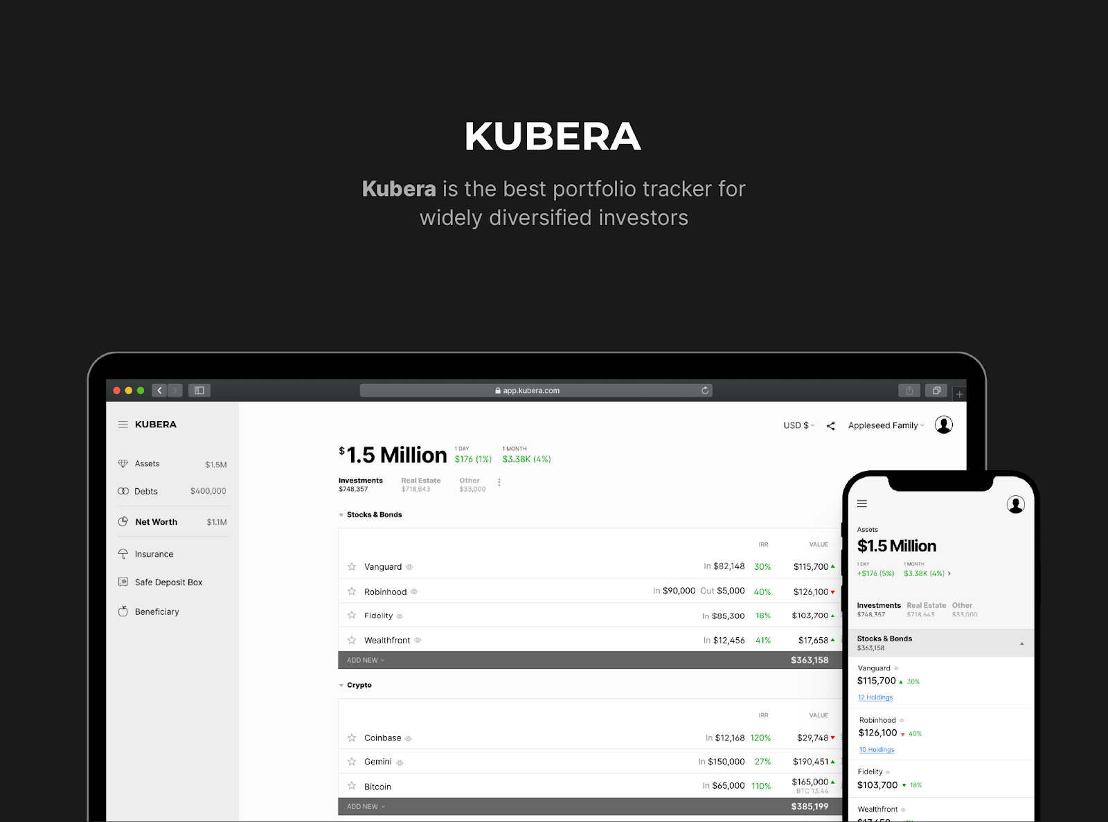 Kubera is the best portfolio tracker for widely diversified investors